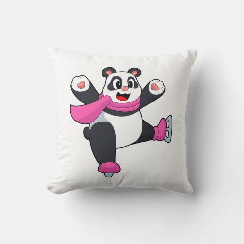 Panda Ice skating Ice skates Throw Pillow