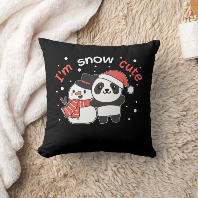 Panda I'm Snow Cute Snowman Snow Pun Throw Pillow (Blanket)