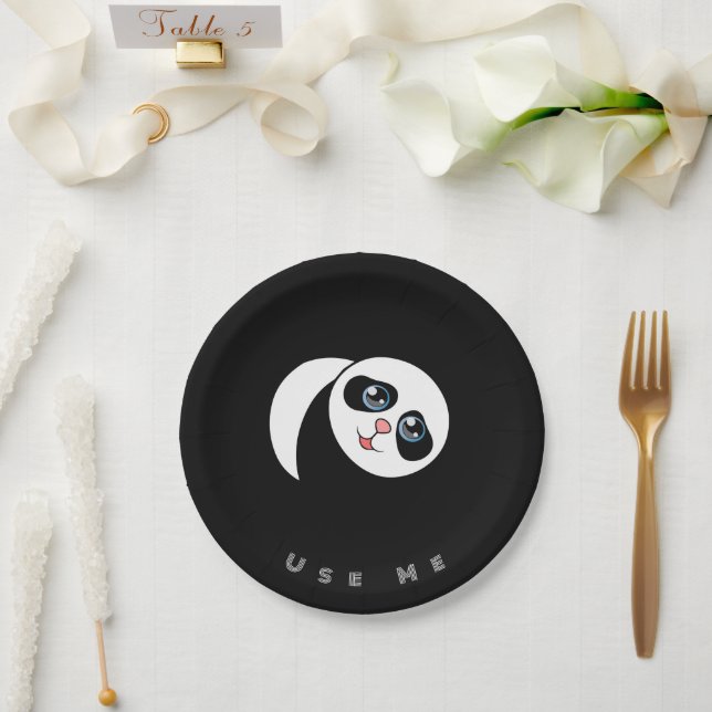 Panda Image Use me Text Printed  Paper & Party  Paper Plates (Wedding)