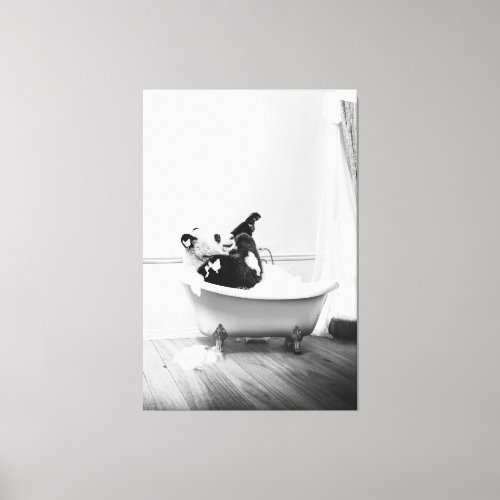 Panda in a bathtub canvas print