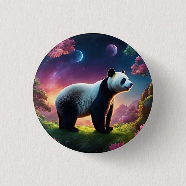 Panda in a Fantasy Garden Button (Front)