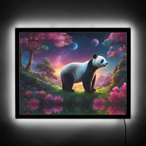 Panda in a Fantasy Garden LED Sign