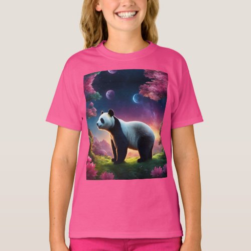 Panda in a Fantasy Garden T_Shirt