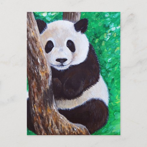 Panda in a Tree Painting Postcard