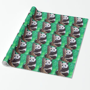 Panda in a Tree Painting Wrapping Paper