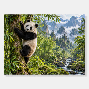 Panda in Bamboo Forest Mountain Landscape Foam Board