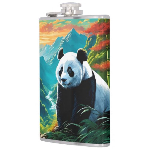 Panda in Bamboo forest on mountain Flask