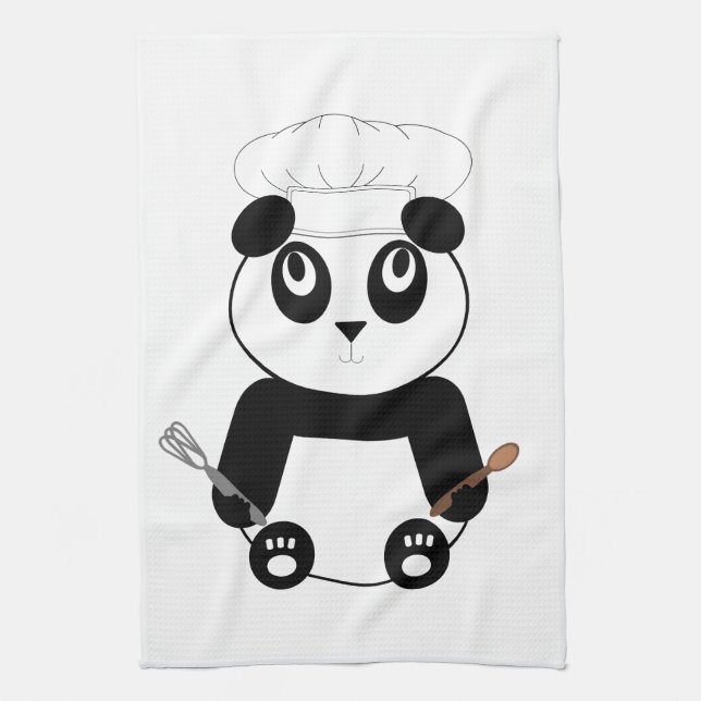 Panda in chef's hat Kitchen tea towel (Vertical)