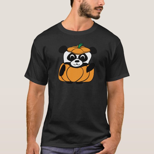 Panda in Cute Pumpkin Costume T-Shirt (Front)