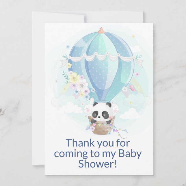 Panda in Hot Air Balloon Thank You Card (Front)
