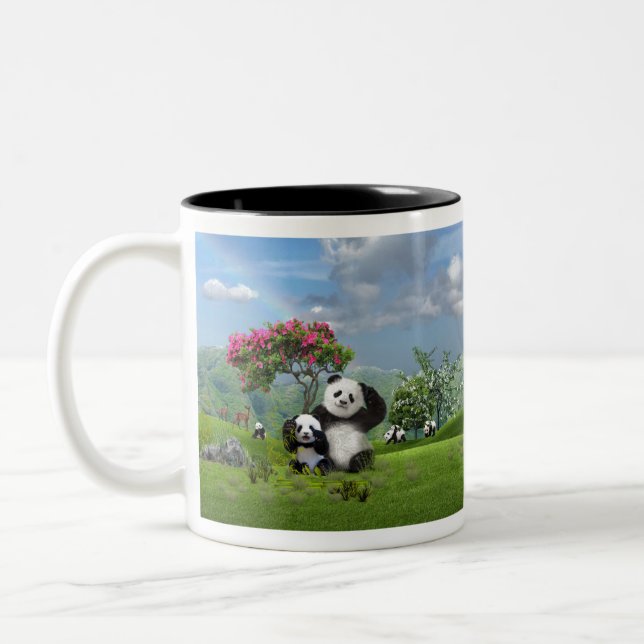 Panda in Paradise Two-Tone Coffee Mug (Left)
