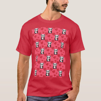 Panda In Pink Background With Owls Pet Bandana T-Shirt