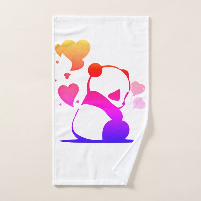 Panda in pink hand towel  (Hand Towel)