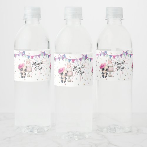 Panda in Pink Hat  Panda Pop Water Bottle Labels