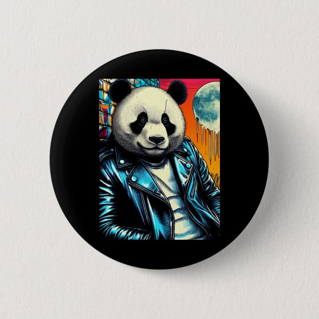 Panda In The City 2 Sticker  Button (Front)