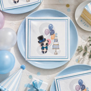 Panda in Top Hat Baby's 2nd Birthday Napkins