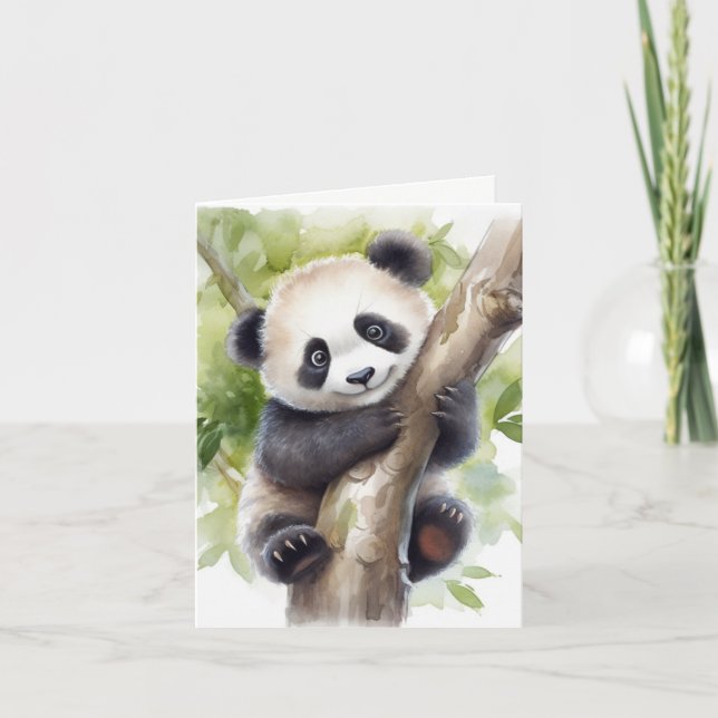Panda In Tree Thank You Card (Front)