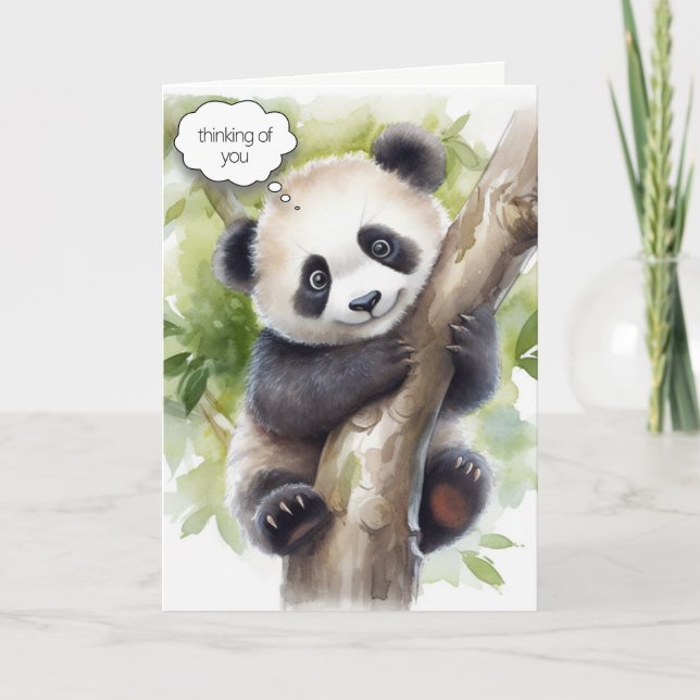 Panda In Tree Watercolor Card (Front)