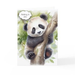 Panda In Tree Watercolor Card