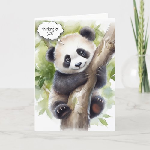 Panda In Tree Watercolor Card