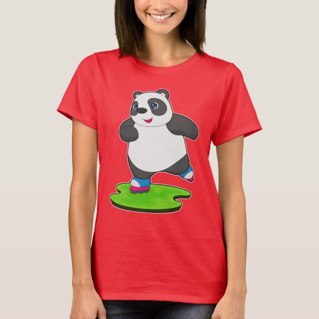 Panda Inline skating Inline skates Sports T-Shirt (Front)