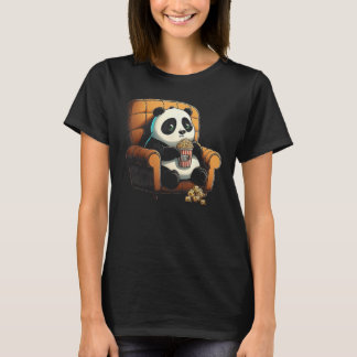 Panda is on the Couch Eating Popcorn T-Shirt