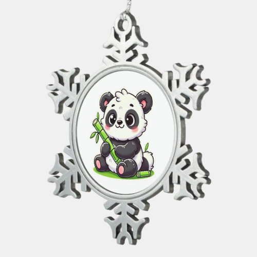 Panda  Ivaniby Snowflake Pewter Christmas Ornament