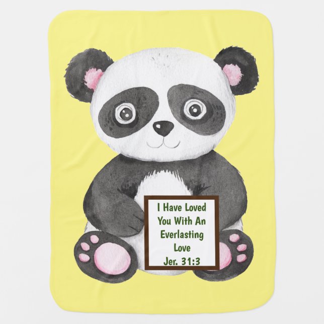 Panda Jeremiah 31 Bible Verse Baby Blanket (Front)