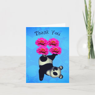 Panda Juggling Zinnias Flower Thank You Card