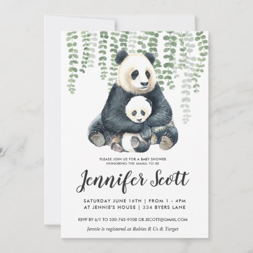 Panda Jungle Baby Shower Invitation