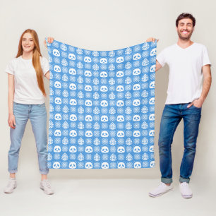 Panda Jungle Impressions on Blue Fleece Blanket