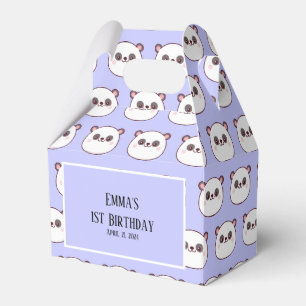 Panda Kawaii 1st Birthday Purple  Favor Boxes