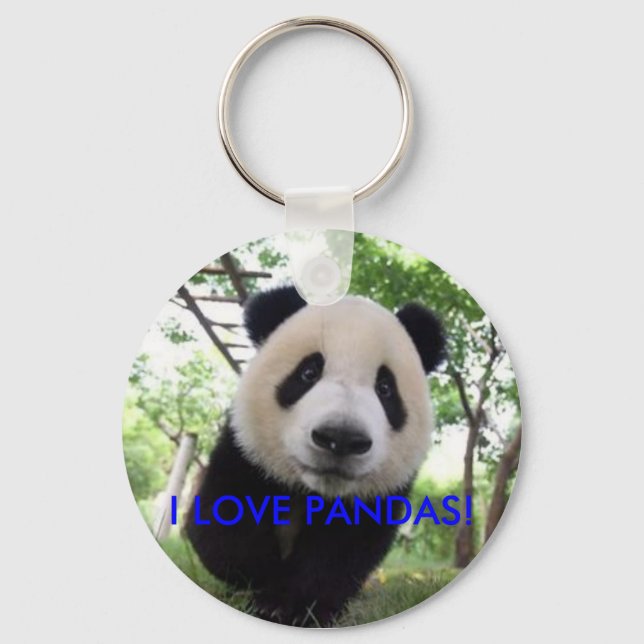 panda keychain, I LOVE PANDAS! Keychain (Front)