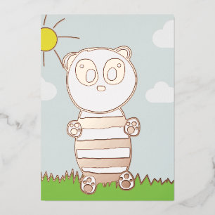 Panda Kids  Foil Invitation