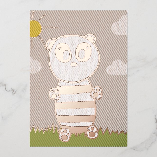 Panda Kids  Foil Invitation (Front)