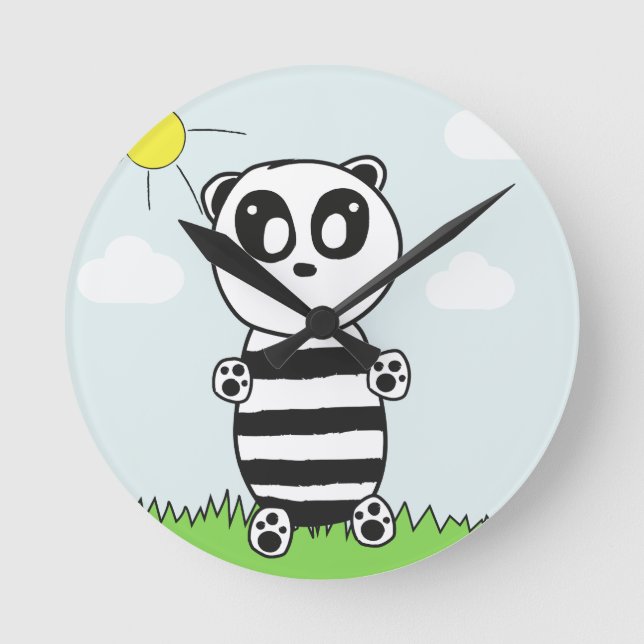 Panda Kids  Round Clock (Front)