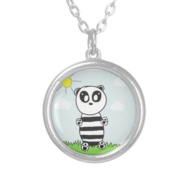 Panda Kids  Silver Plated Necklace (Front)