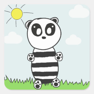 Panda Kids  Square Sticker
