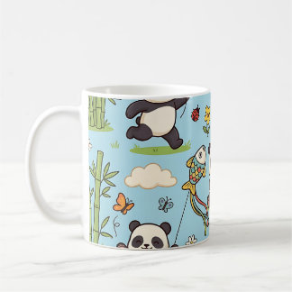 Panda Kite Mug - Spring Garden Cute Pattern