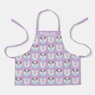 Panda Koala Kawaii Donut Pattern Personalized Apron
