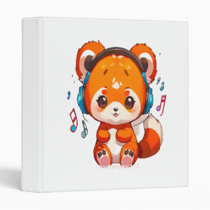 Panda Listening to Kpop Music 3 Ring Binder