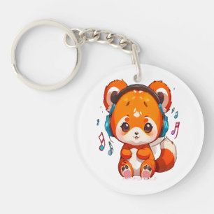 Panda Listening to Kpop Music Keychain