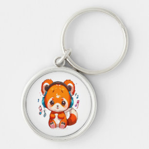 Panda Listening to Kpop Music Keychain