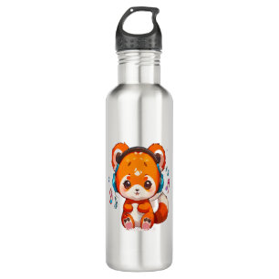 Panda Listening to Kpop Music Stainless Steel Water Bottle