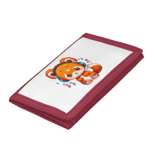 Panda Listening to Kpop Music Tri-fold Wallet