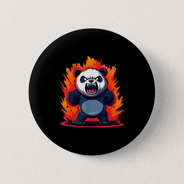 Panda Looking Angry Graphic Funny Panda Kawaii  Button (Front)