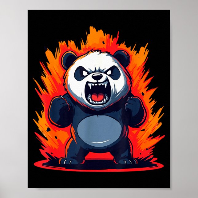 Panda Looking Angry Graphic Funny Panda Kawaii  Poster (Front)