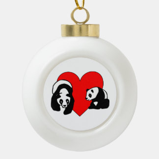Panda Love Ceramic Ball Christmas Ornament