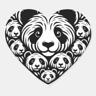Panda love heart sticker