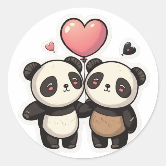 Panda Love: Holding Hands Sticker (Front)